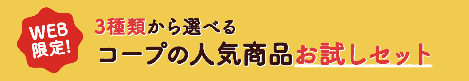 WEB限定!3種類から選べるコープの人気商品お試しセット