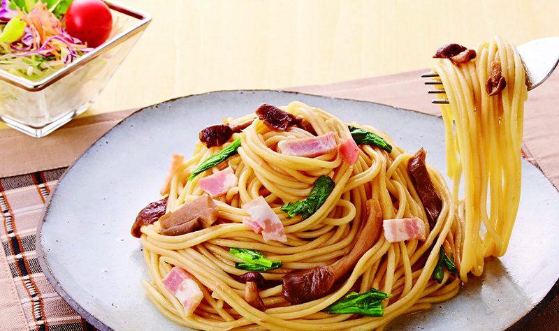 きのことベーコンの和風パスタ