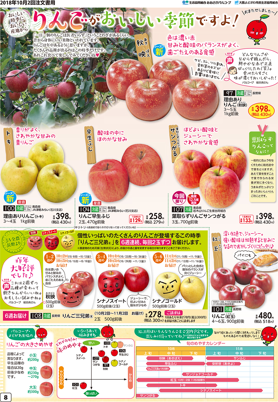 10月2回おすすめ】旬のりんごが楽しめる♪りんご三兄弟 | 生協からの