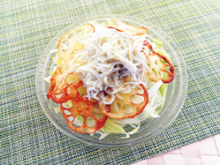 釜揚げしらすとレンコンチップスサラダ